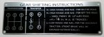 5-Speed Gear Shifting Instruction Plate