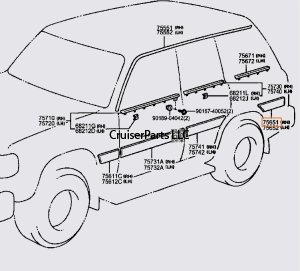 Right Rear Quarter Panel Body Moulding 91-97