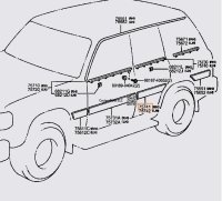 RH Rear Door Outer Body Moulding 91-97