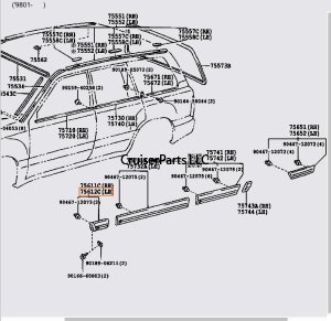 Body Side Molding Right Front fender 98-07
