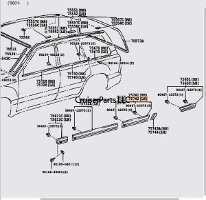 Body Side Molding Rear Left Side Door 98-07