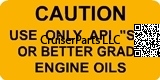 Caution Engine Oil 3/73-10/82